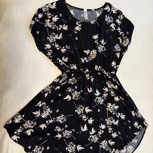 Mahina Black Floral Mini Dress – Size M, Made in USA